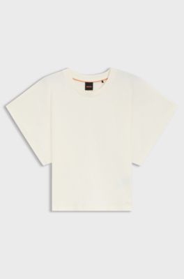 Cotton T-shirt with wide sleeves, Natural