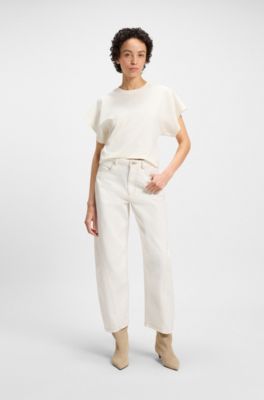 Cotton T-shirt with wide sleeves, White