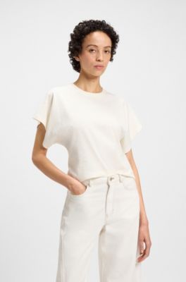 Cotton T-shirt with wide sleeves, White