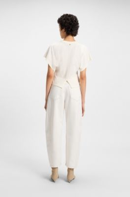 Cotton T-shirt with wide sleeves, White