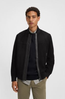 Regular-fit jacket in suede, Black