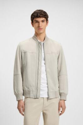 Regular-fit jacket in suede, Natural