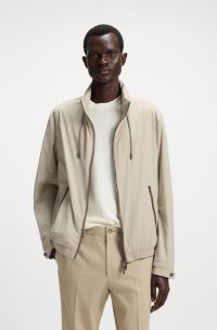Water-repellent windbreaker with packable hood, Beige