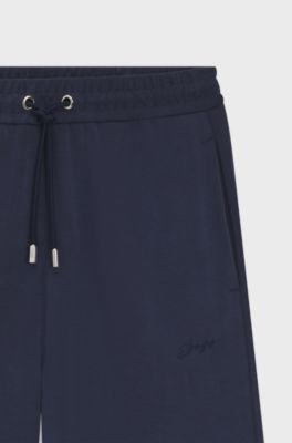 Relaxed-fit tracksuit bottoms with embroidered logo, Dark Blue