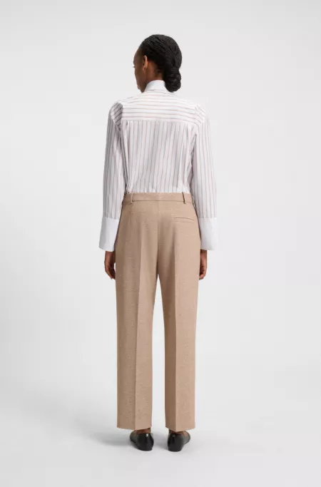 Striped blouse in cotton poplin with contrast trims