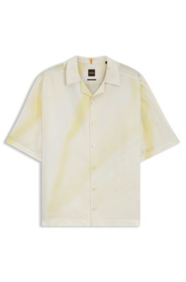 リラックスフィットシャツ プリントアートワーク, ライトイエロー