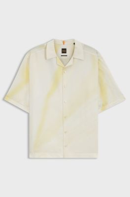 Camicia relaxed fit con stampa, Giallo chiaro