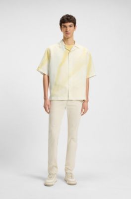 Camicia relaxed fit con stampa, Giallo chiaro
