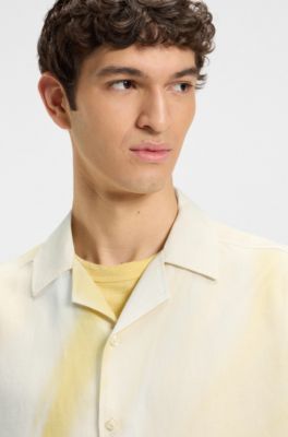 Camicia relaxed fit con stampa, Giallo chiaro