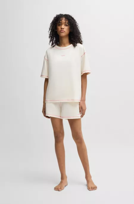 Stretch-cotton pyjamas with contrast logos