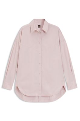 Oversized-fit blouse in cotton poplin, light pink