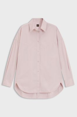 Oversized-fit blouse in cotton poplin, light pink