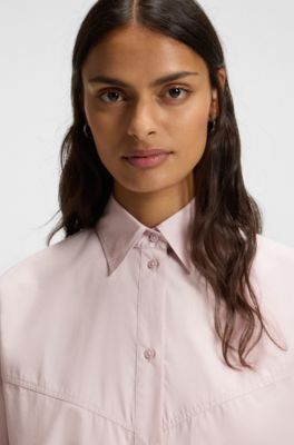 Oversized-fit blouse in cotton poplin, light pink