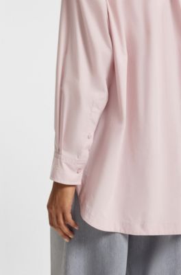 Oversized-fit blouse in cotton poplin, light pink