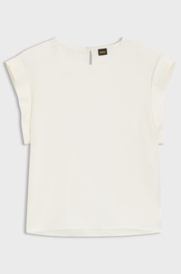Regular-Fit Bluse mit Schl&uuml;sselloch-Detail auf der R&uuml;ckseite, Natur