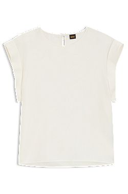 Regular-fit blouse with rear keyhole closure