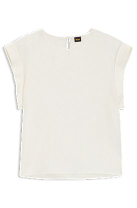 Regular-fit blouse with rear keyhole closure