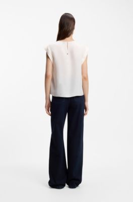Regular-Fit Bluse mit Schl&uuml;sselloch-Detail auf der R&uuml;ckseite, Natur