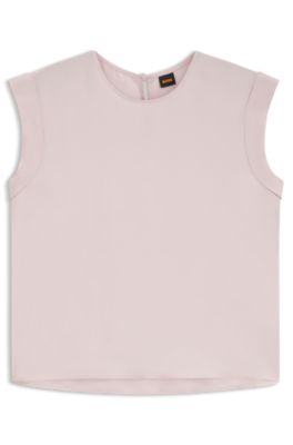 Regular-fit blouse with rear keyhole closure, light pink