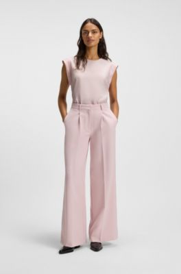 Regular-fit blouse with rear keyhole closure, light pink