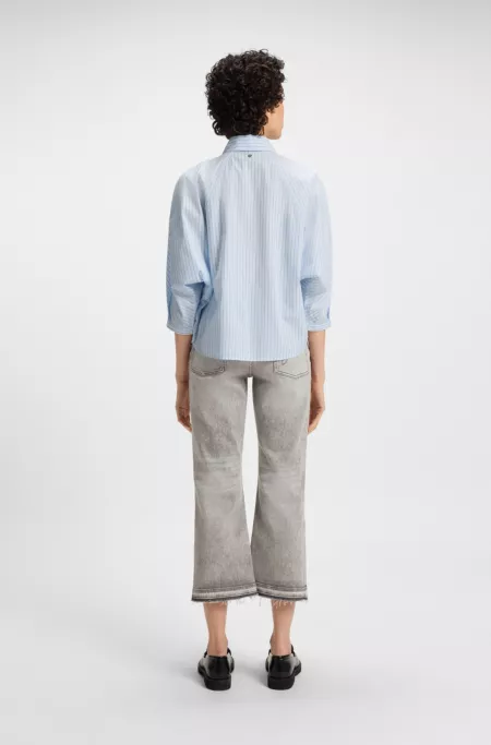 Relaxed-fit blouse in striped cotton poplin