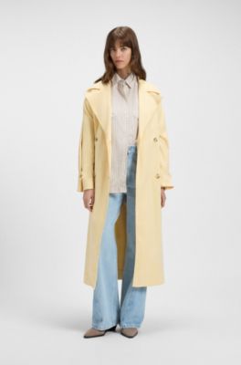 Randig oversize fit-blus i bomull, Ljusbeige