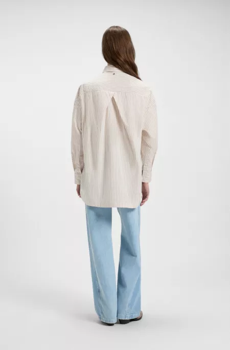 Oversized-fit blouse in striped cotton
