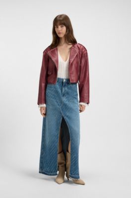 V-neck bodysuit with embroidered structure, Natural