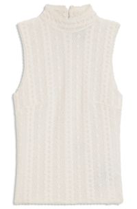 Mock-neck top with textured pattern, Natural