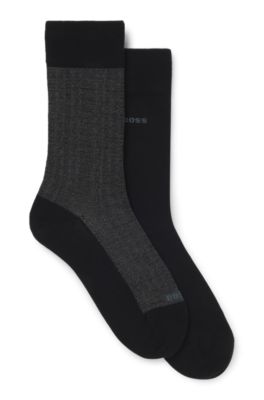 Two-pack of regular-length socks in a cotton blend, Black