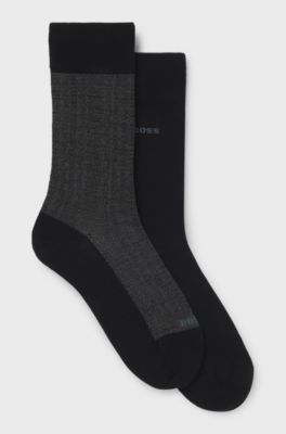 Two-pack of regular-length socks in a cotton blend, Black