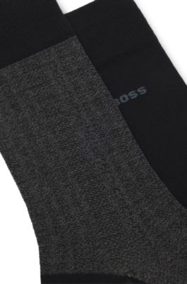 Two-pack of regular-length socks in a cotton blend, Black