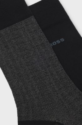 Two-pack of regular-length socks in a cotton blend, Black