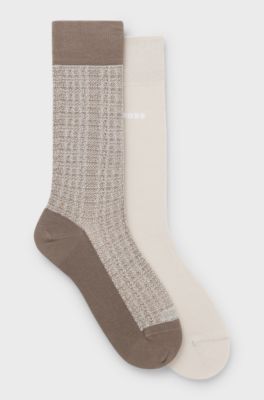 Two-pack of regular-length socks in a cotton blend, Light Beige