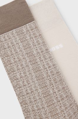 Two-pack of regular-length socks in a cotton blend, Light Beige