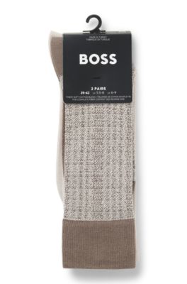 Two-pack of regular-length socks in a cotton blend, Light Beige