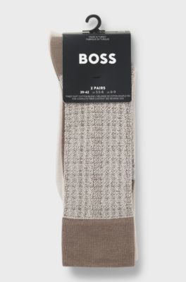 Two-pack of regular-length socks in a cotton blend, Light Beige