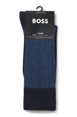 Two-pack of regular-length socks in a cotton blend, Dark Blue