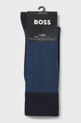 Two-pack of regular-length socks in a cotton blend, Dark Blue