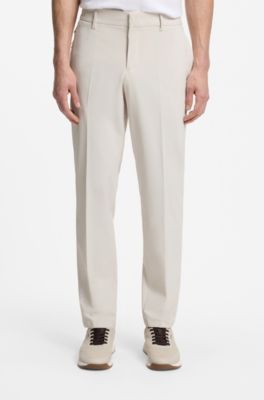 Packable slim-fit trousers in performance-stretch fabric, Natural