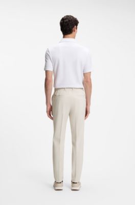 Packable slim-fit trousers in performance-stretch fabric, Natural