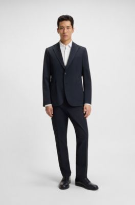Packable slim-fit trousers in performance-stretch fabric, Dark Blue