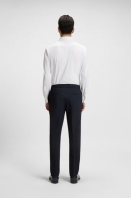 Packable slim-fit trousers in performance-stretch fabric, Dark Blue