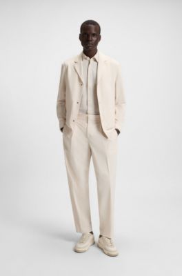 Relaxed-fit trousers in water-repellent stretch fabric, White