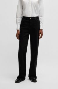 Jeans in denim elasticizzato nero intenso con rifiniture tipiche del marchio, Nero