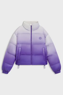 Giubbotto imbottito a bolle con stampa ombr&eacute;, Lilla