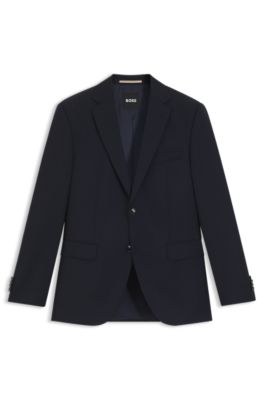 Regular-fit jacket in striped virgin wool, Dark Blue