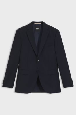Regular-fit jacket in striped virgin wool, Dark Blue