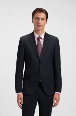 Regular-fit jacket in striped virgin wool, Dark Blue