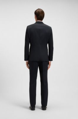 Regular-fit jacket in striped virgin wool, Dark Blue